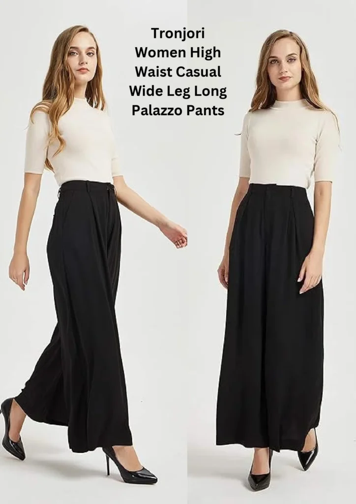 Tronjori Women High Waist Casual Wide Leg Long Palazzo Pants